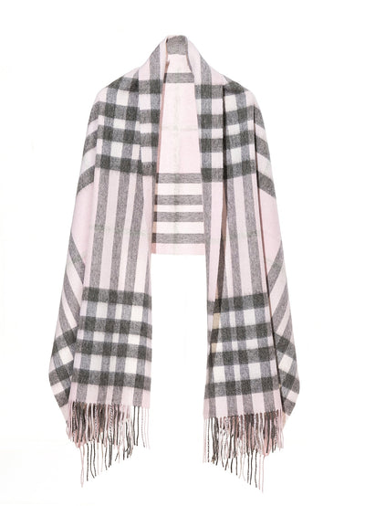 Lucchi Italy Scarf DC Check Oversized Wrap 100% Pure Lambswool