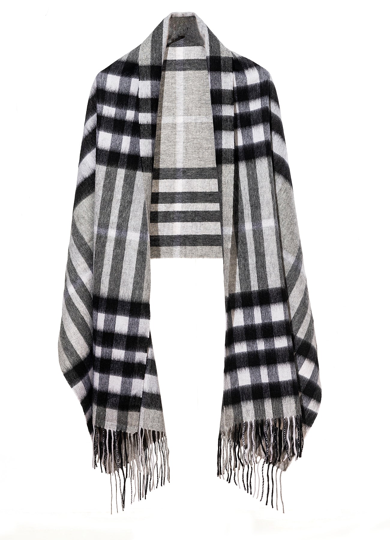 Lucchi Italy Scarf DC Check Oversized Wrap 100% Pure Lambswool