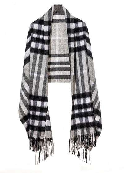 Lucchi Italy Scarf DC Check Oversized Wrap 100% Pure Lambswool
