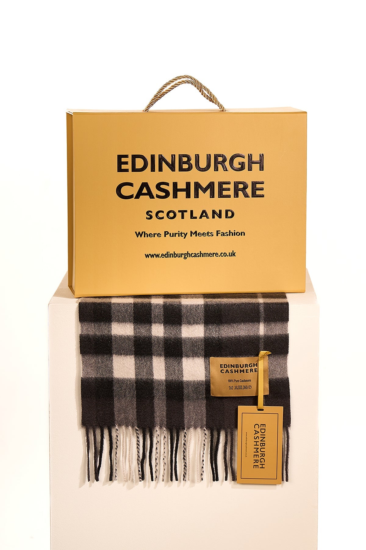 DC Check Cashmere Scarf Charcoal