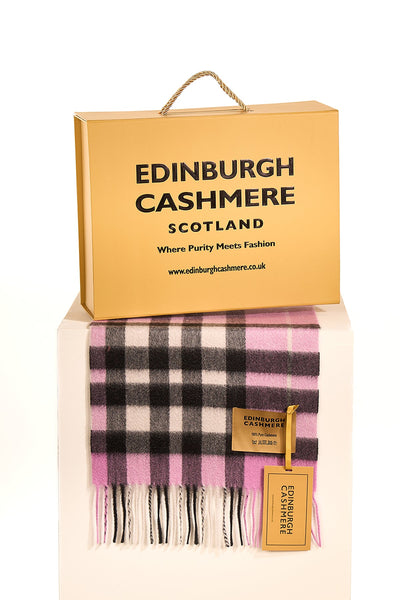 DC Check Cashmere Scarf Dark Pink