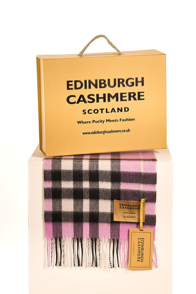 DC Check Cashmere Scarf Dark Pink - Small Size