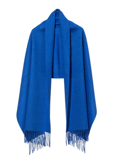 Lucchi Italy Plain Scarf Dark Blue Oversized Wrap 100% Pure Lambswool