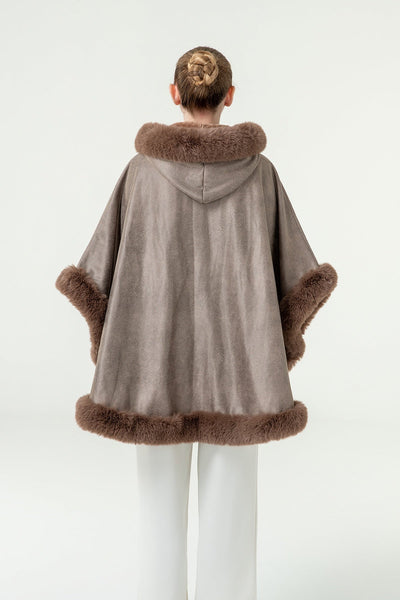 Lucchi Italy Women's Hooded Cape - Brown