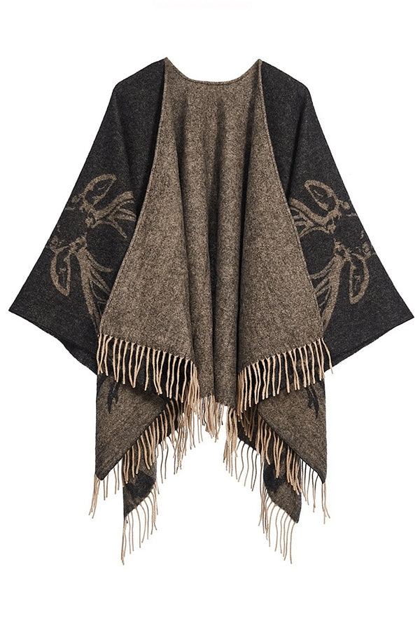 Lucchi Italy Full Stag Charcoal Cape 100% Pure Lambswool