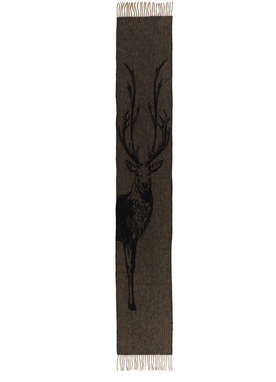 Lucchi Italy Full Stag Charcoal Scarf 100% Pure Lambswool