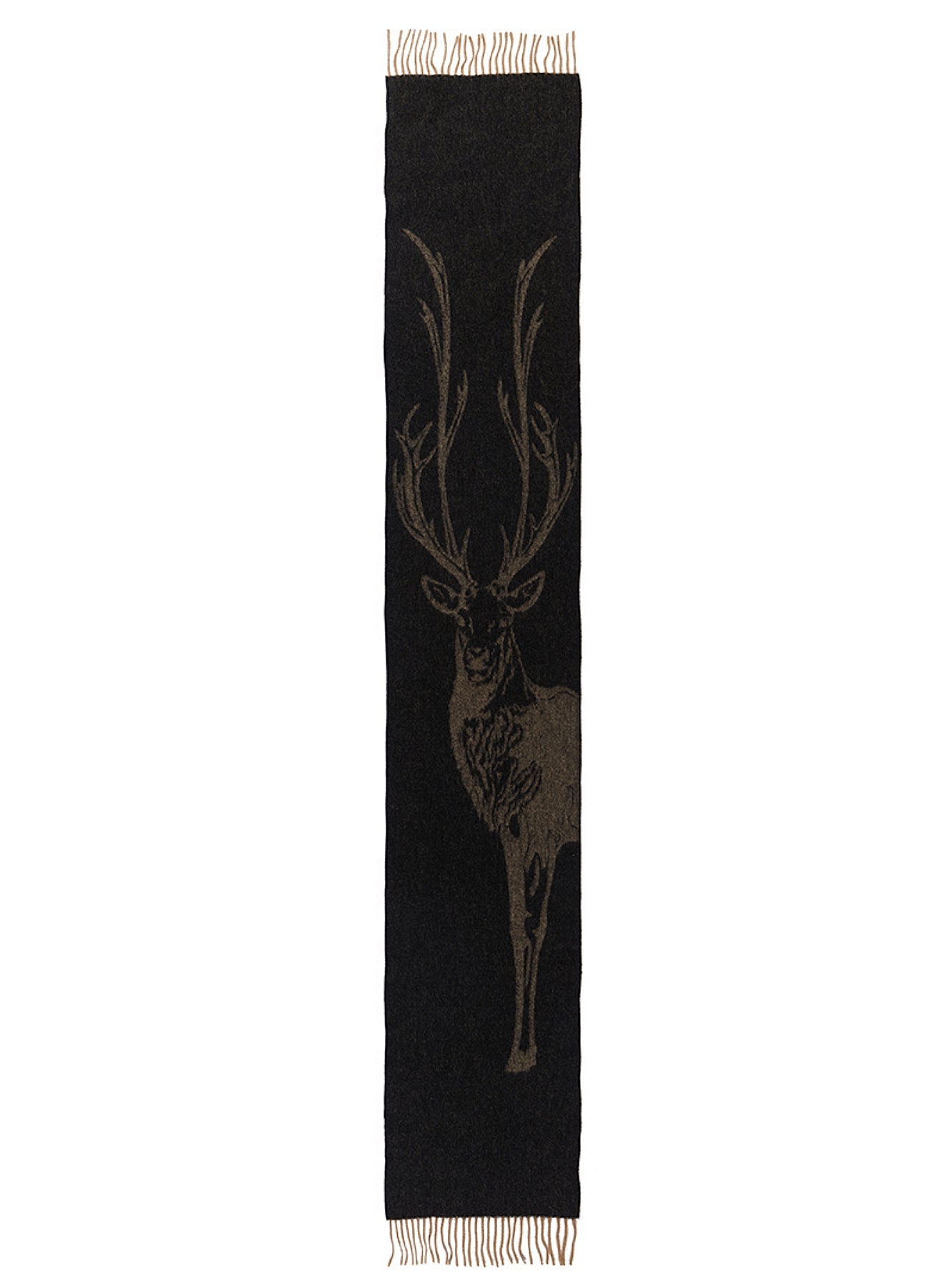 Lucchi Italy Full Stag Charcoal Scarf 100% Pure Lambswool