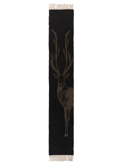 Lucchi Italy Full Stag Charcoal Scarf 100% Pure Lambswool