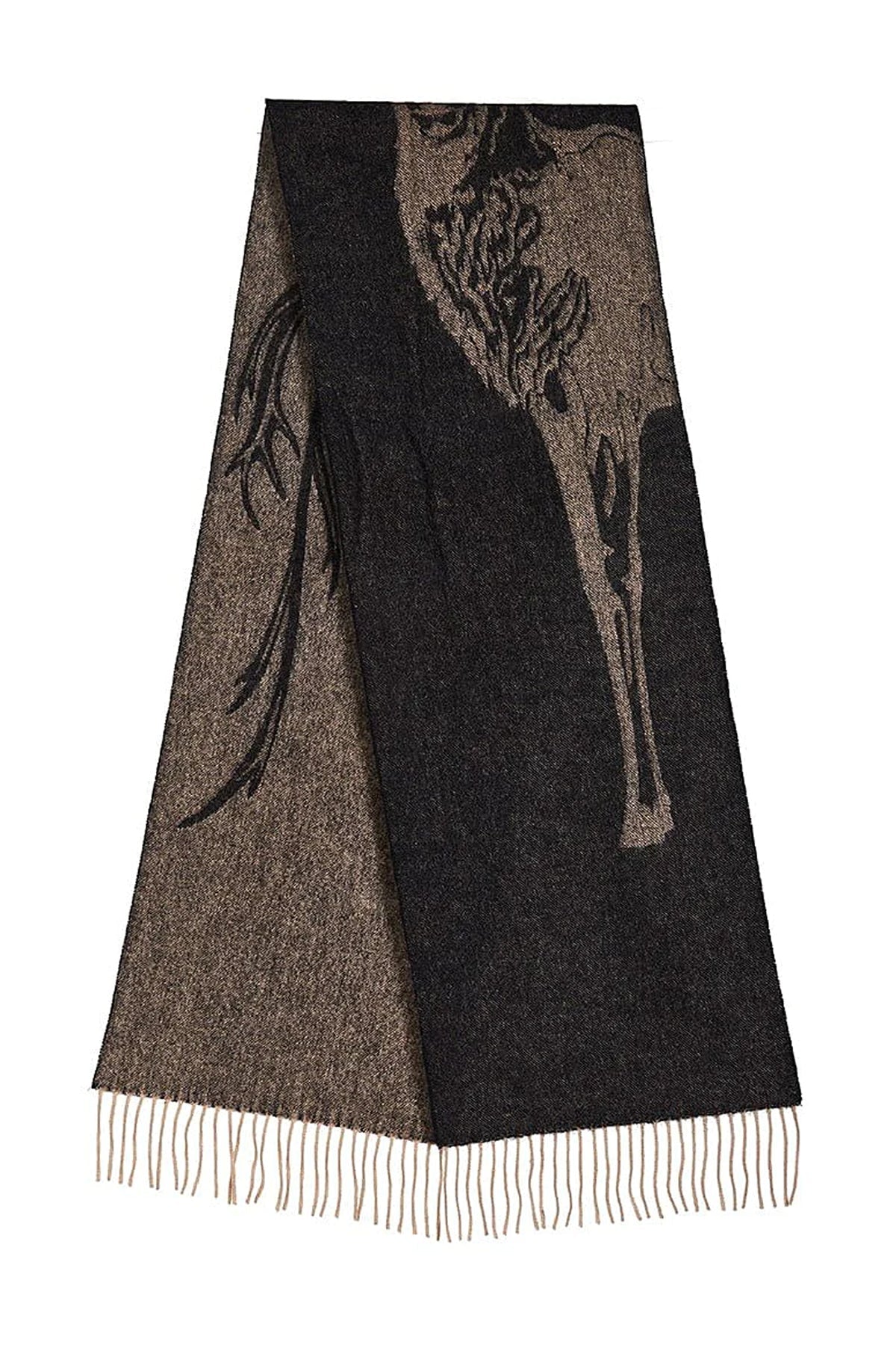 Lucchi Italy Full Stag Charcoal Scarf 100% Pure Lambswool