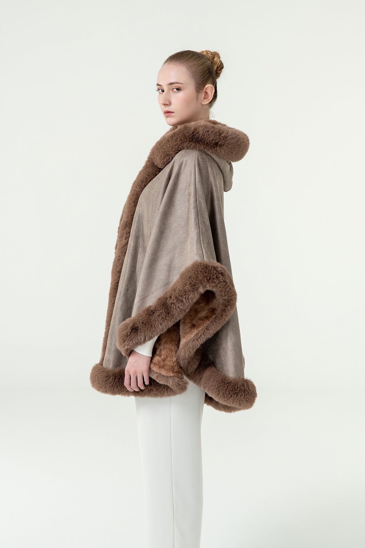 Lucchi Italy Women's Hooded Cape - Brown