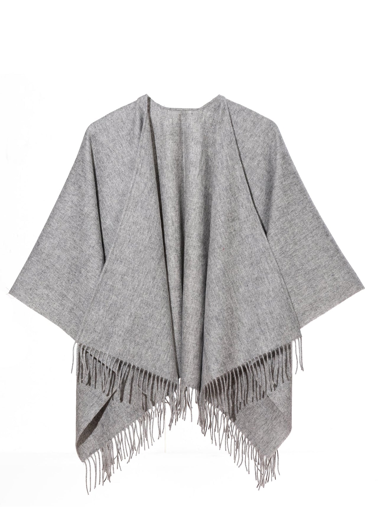 Lucchi Italy Plain Cape Grey Poncho 100% Pure Lambswool