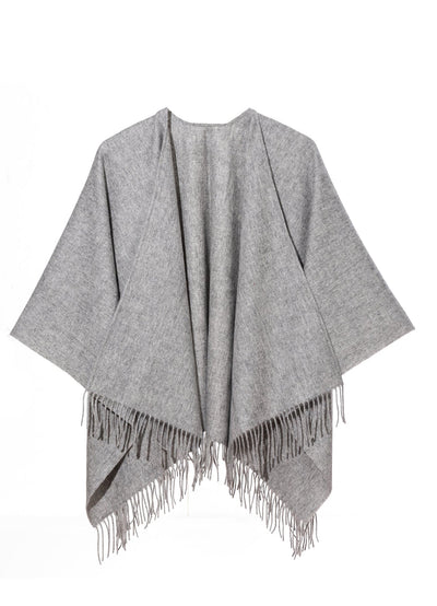 Lucchi Italy Plain Cape Grey Poncho 100% Pure Lambswool