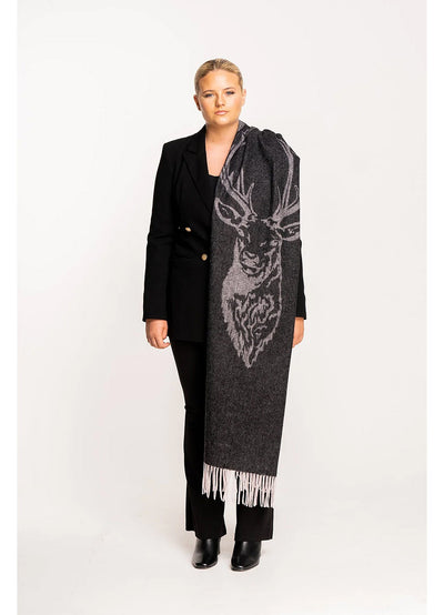 Lucchi Italy Stag Grey Stole 100% Pure Lambswool