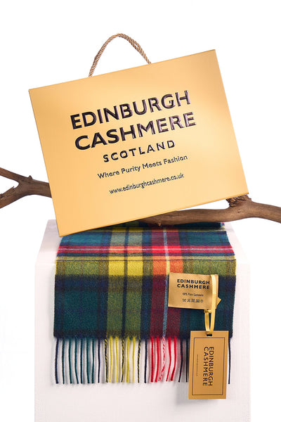 100% Pure  Children's Cashmere Scarf Scottish Design Buchanan Tartan