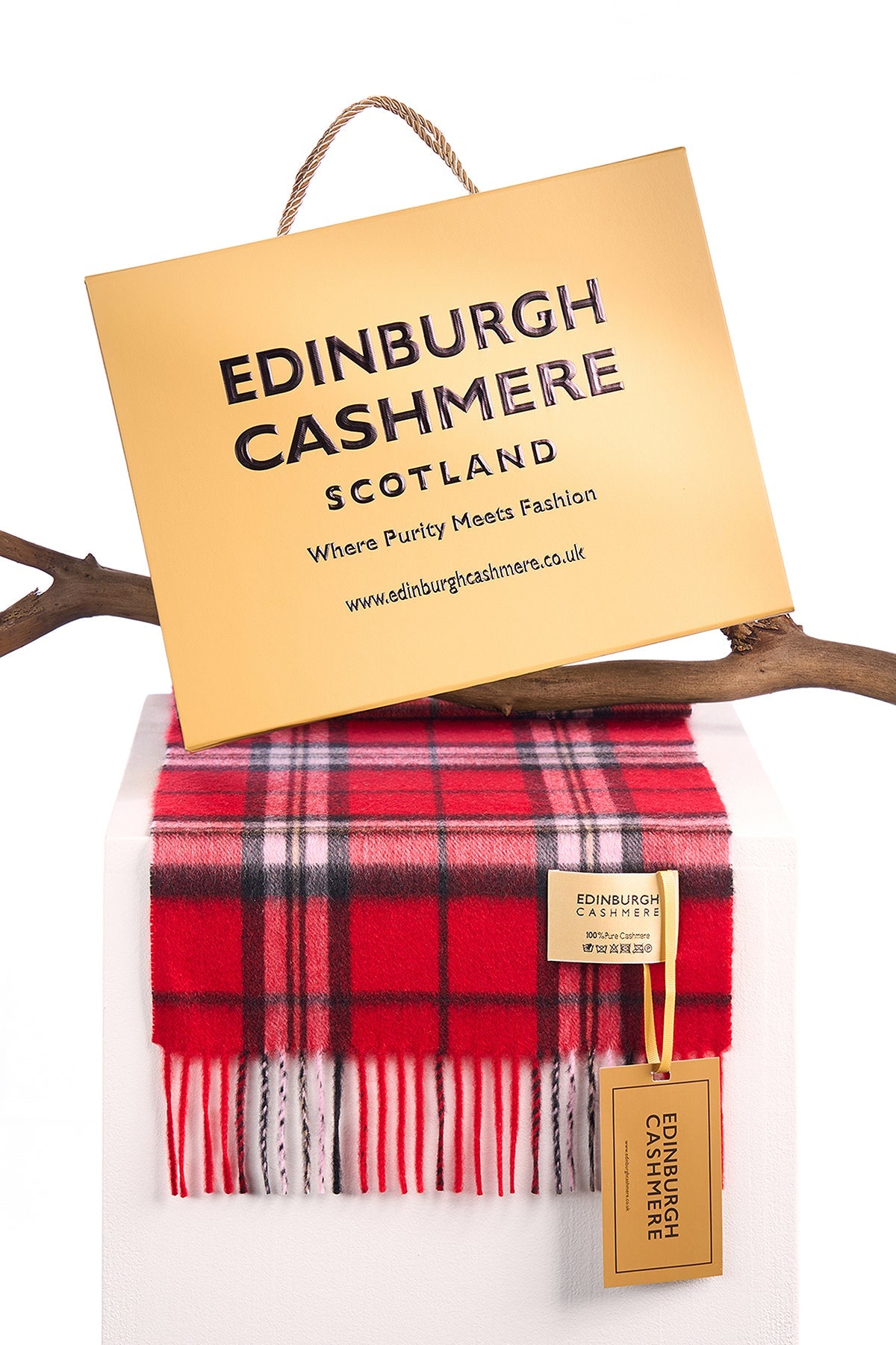 100% Pure Children's Cashmere Scarf Scottish Thomson Red Check Design