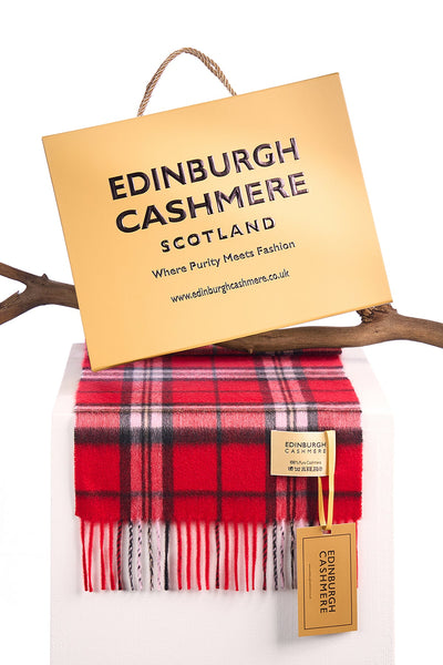 100% Pure Children's Cashmere Scarf Scottish Thomson Red Check Design