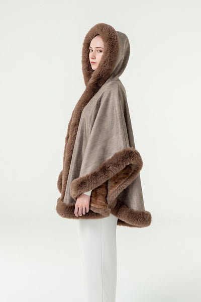Lucchi Italy Women's Hooded Cape - Brown