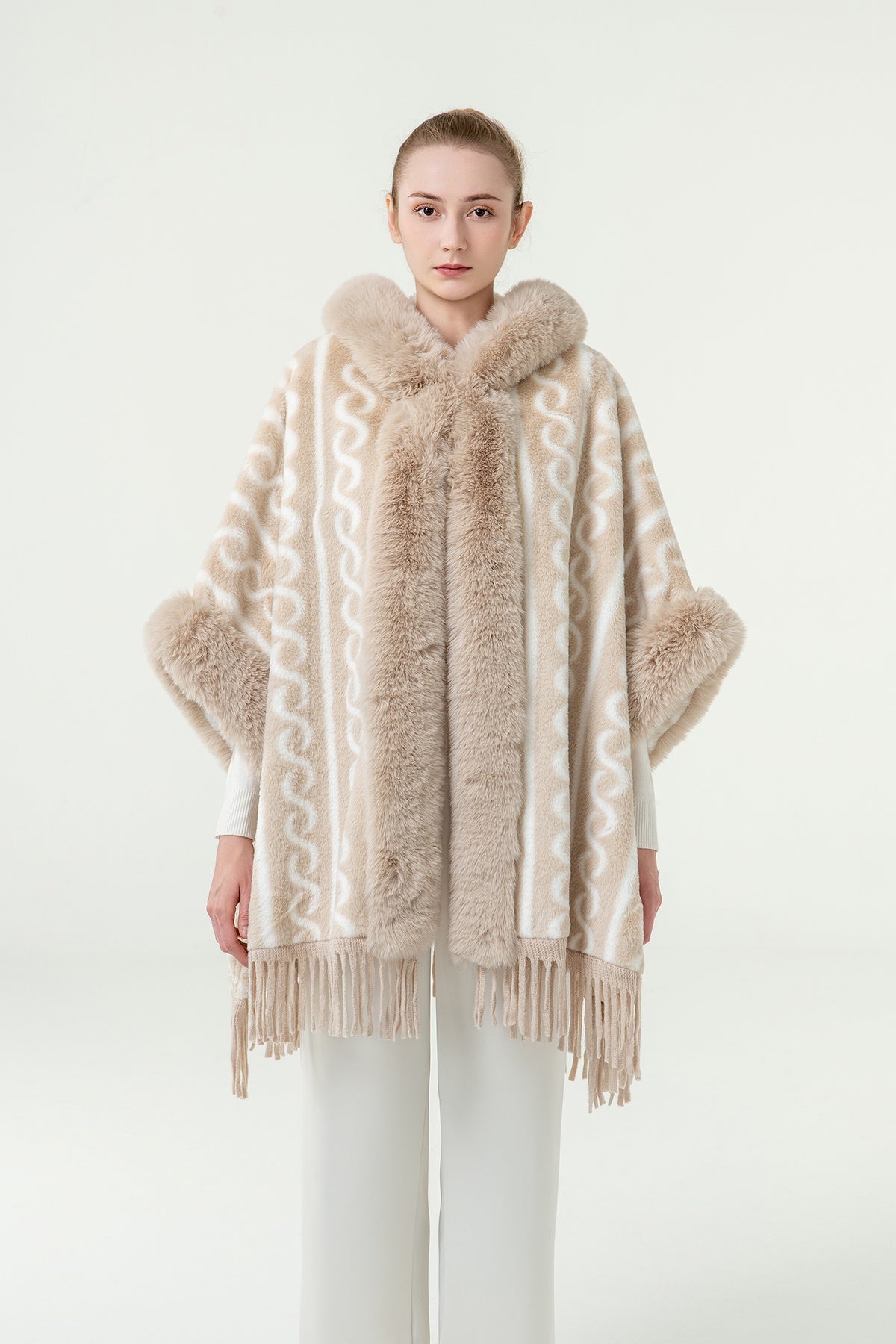 Lucchi Italy Women's Hooded Cape - Cream