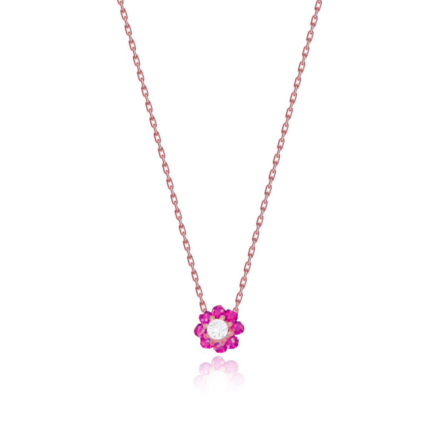 Lucchi Italy 18k Rose Gold with Ruby and Diamonds - Necklace Style 25