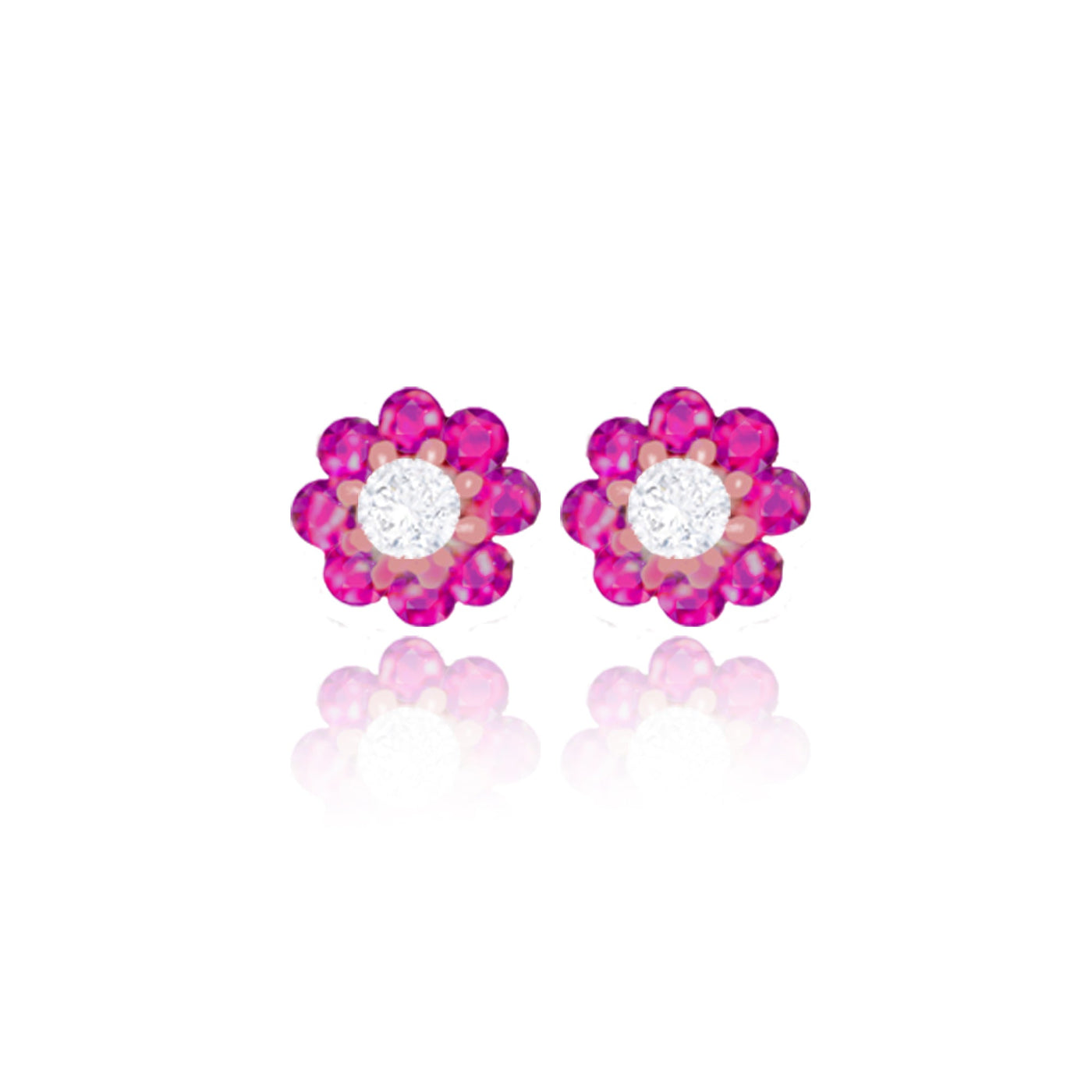 Lucchi Italy 18k Rose Gold with Ruby and Diamonds - Earring Style 24