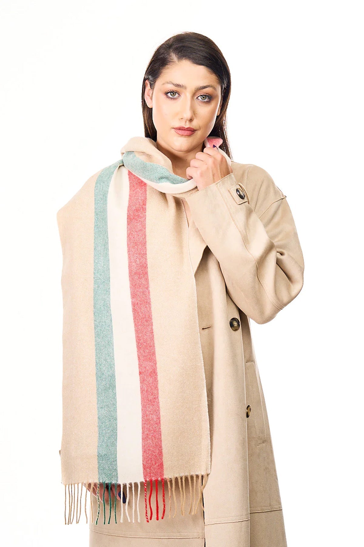 Lucchi Italy Designer Iconic Scarf Milano Cream Scarf 100% Pure Lambs wool