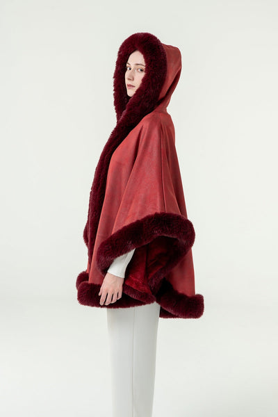 Lucchi Italy Women's Hooded Cape - Red