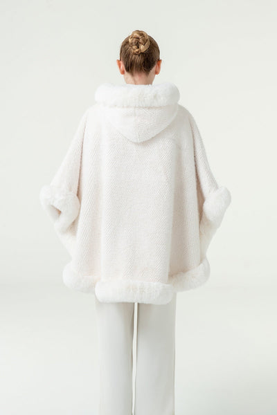 Lucchi Italy Women's Hooded Cape - White