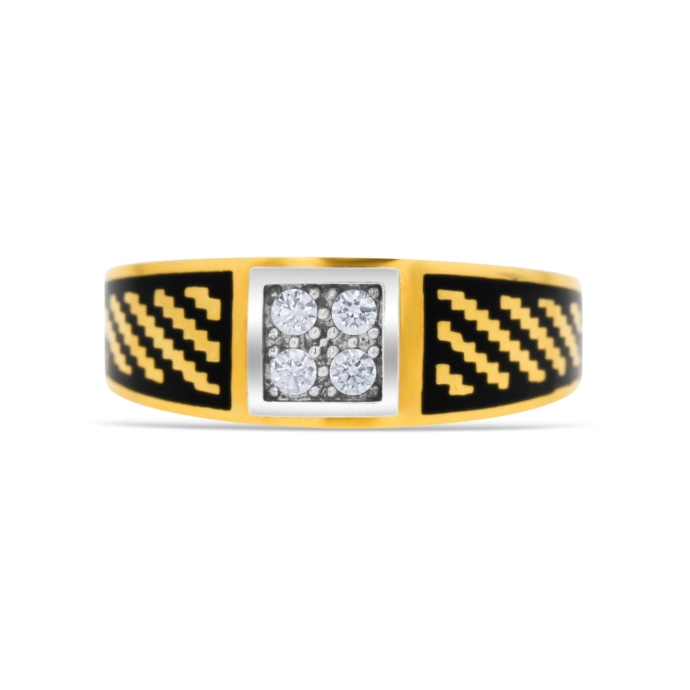 Lucchi Italy 22k Yellow Gold with Enamel and Stone - Ring Style 61 (Men's Ring)