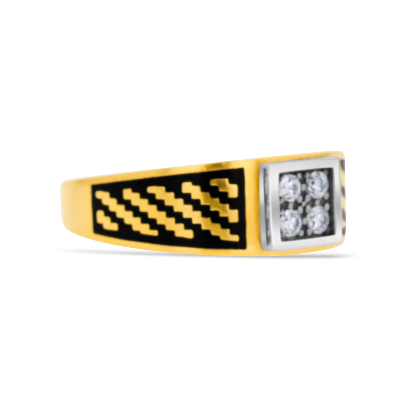 Lucchi Italy 22k Yellow Gold with Enamel and Stone - Ring Style 61 (Men's Ring)