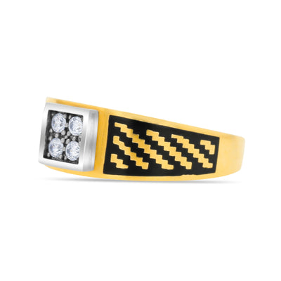 Lucchi Italy 22k Yellow Gold with Enamel and Stone - Ring Style 61 (Men's Ring)