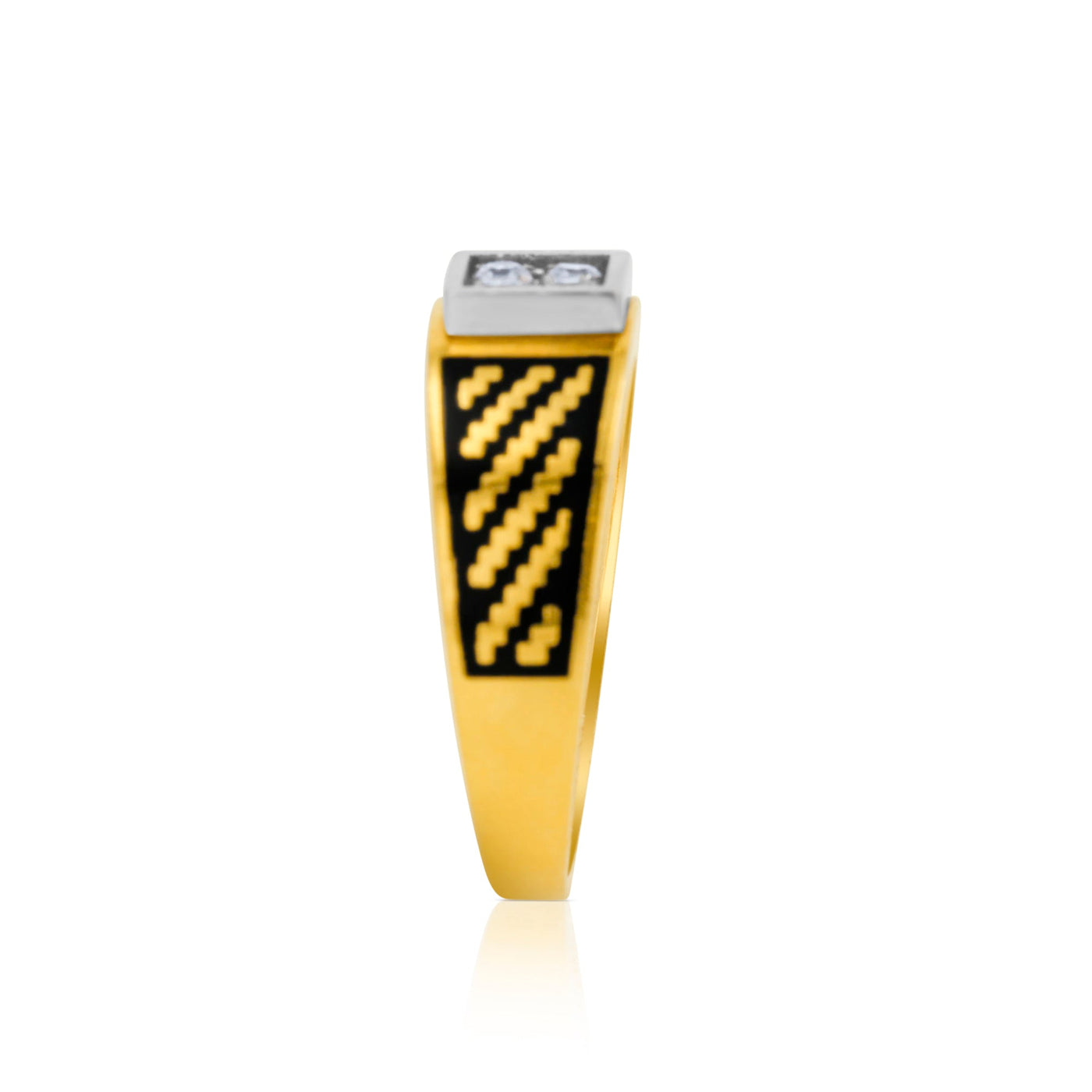 Lucchi Italy 22k Yellow Gold with Enamel and Stone - Ring Style 61 (Men's Ring)