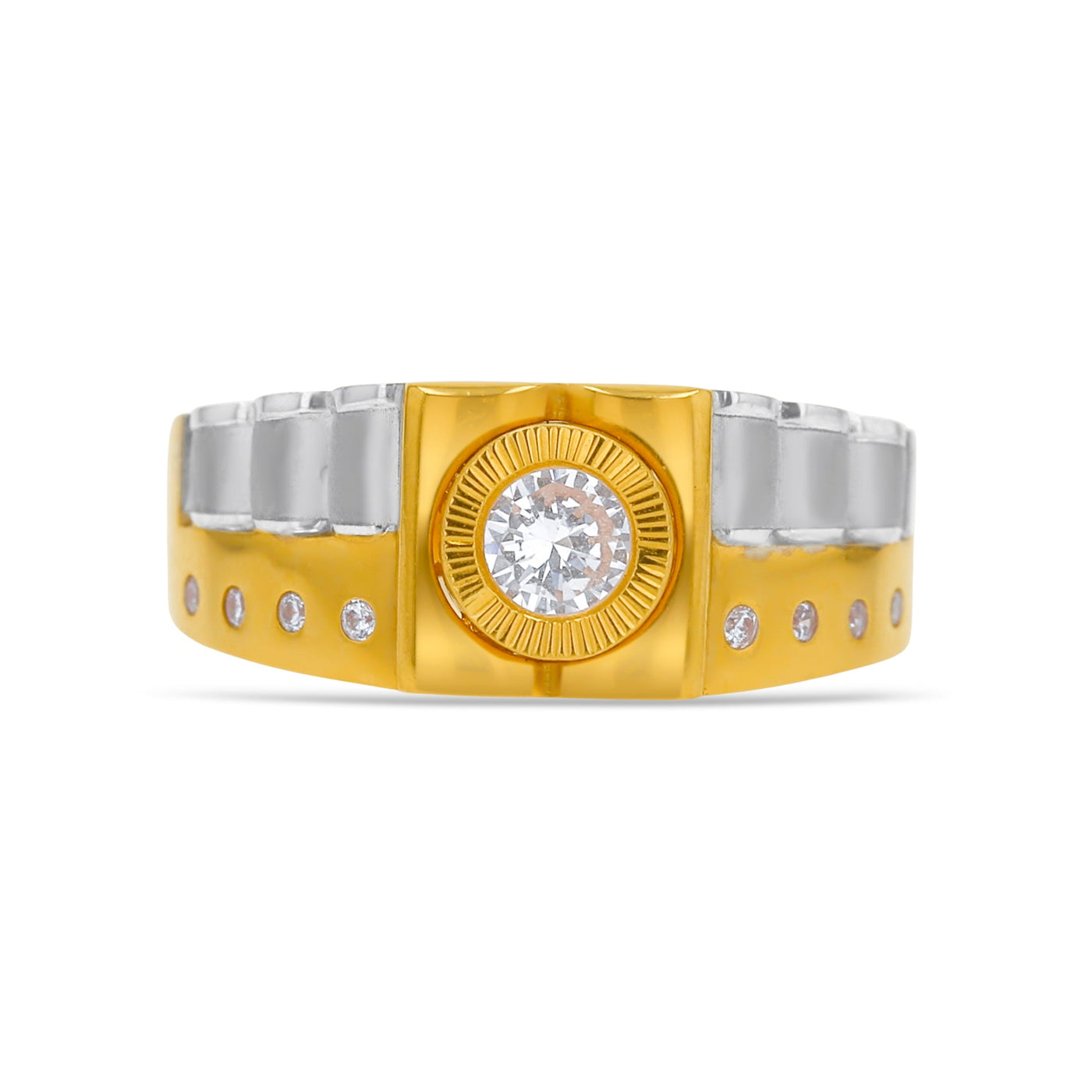 Lucchi Italy 22k Yellow and White Gold with Stone - Ring Style 68 (Men's Ring)