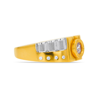 Lucchi Italy 22k Yellow and White Gold with Stone - Ring Style 68 (Men's Ring)