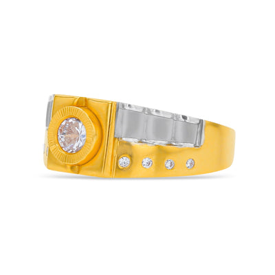 Lucchi Italy 22k Yellow and White Gold with Stone - Ring Style 68 (Men's Ring)