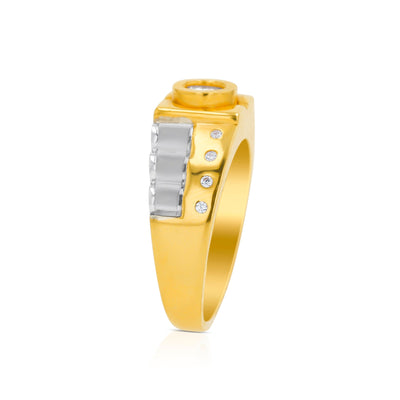 Lucchi Italy 22k Yellow and White Gold with Stone - Ring Style 68 (Men's Ring)