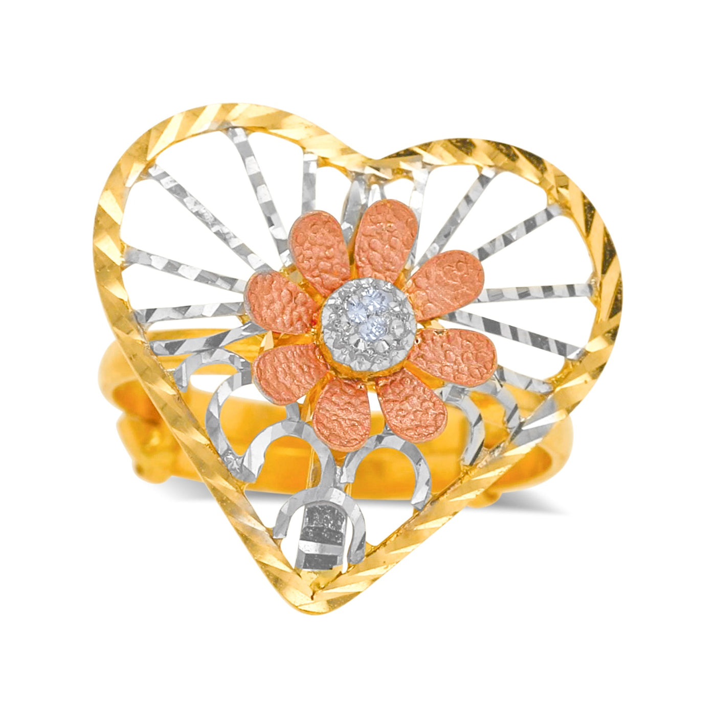 Lucchi Italy 22k Yellow, White, and Rose Gold - Ring Style 90