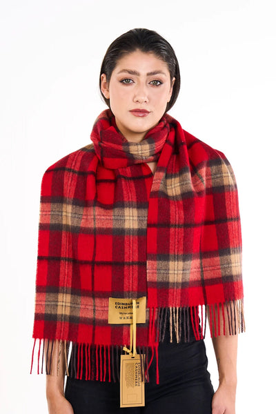 Red Scarf Scottish EC Exclusive Design 100% Pure Extra Fine Wool