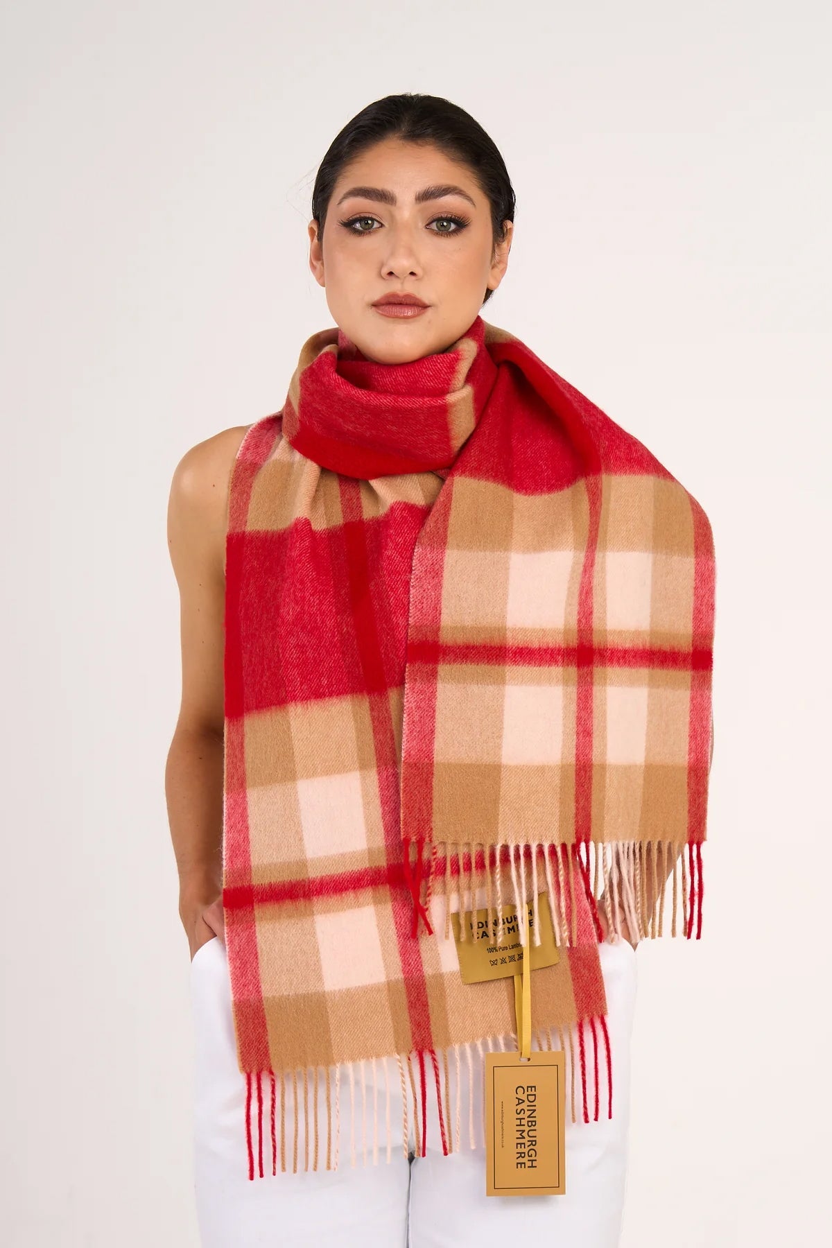 Lucchi Italy Scarf Plain Red 100% Pure Lambswool
