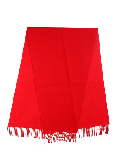 Lucchi Italy Plain Scarf Red Oversized Wrap 100% Pure Lambswool