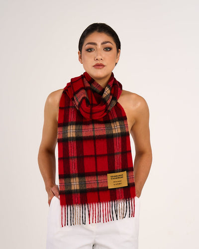 Lucchi Italy Red Scarf Scottish EC 100% Pure Extra Fine Wool