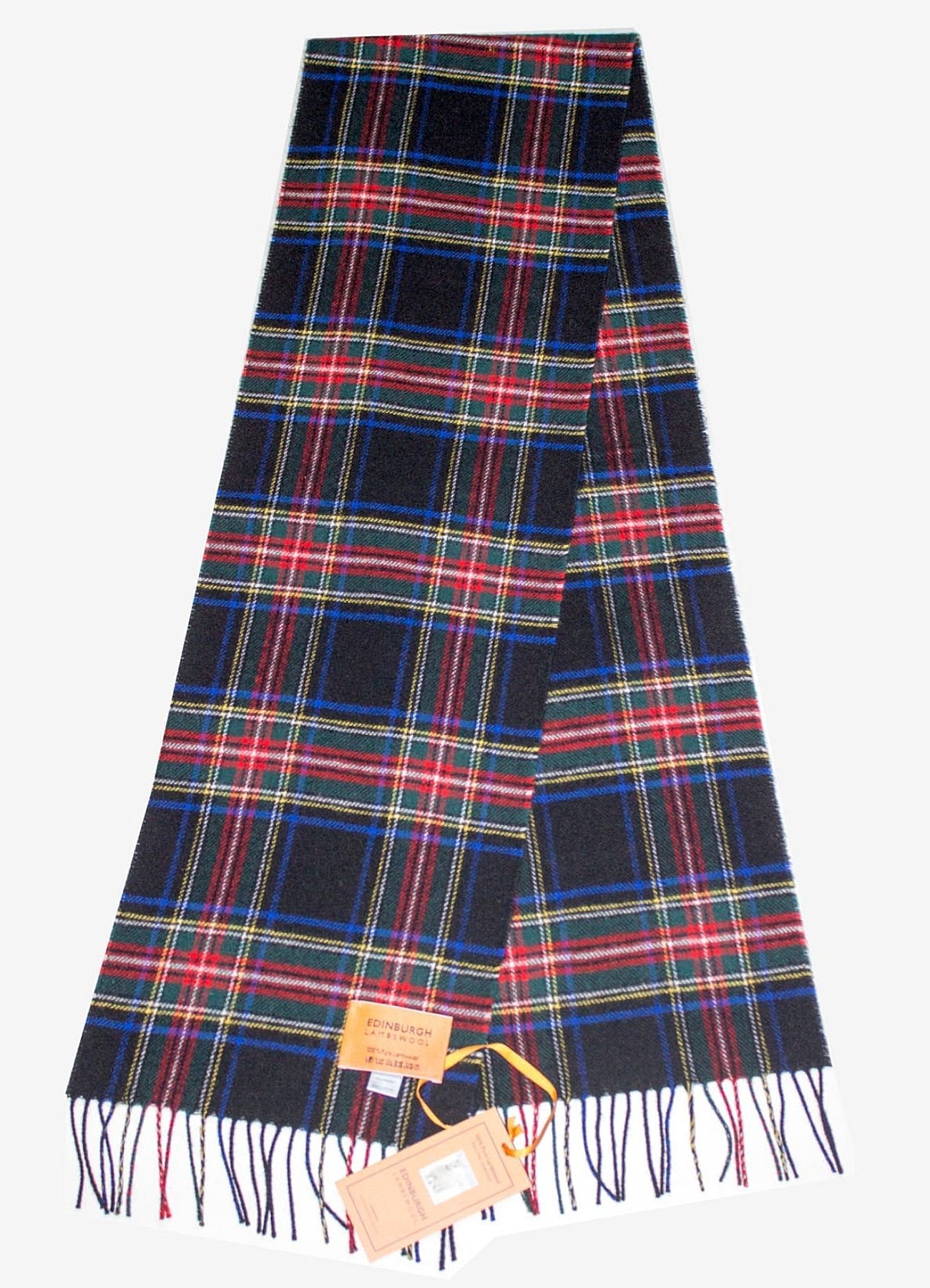 Lucchi Italy Black Stewart Scarf - Made in Scotland 100% Pure Lambswool