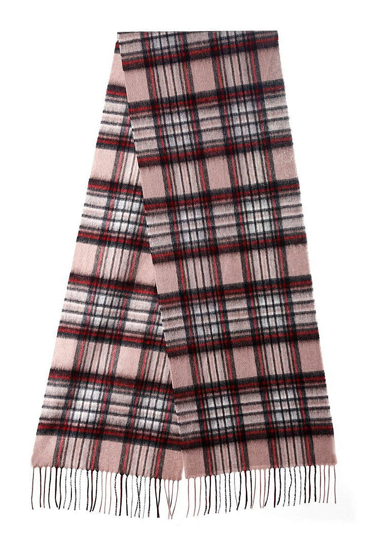 Lucchi Italy Scarf Stewart Camel Tartan 100% Pure Lambswool