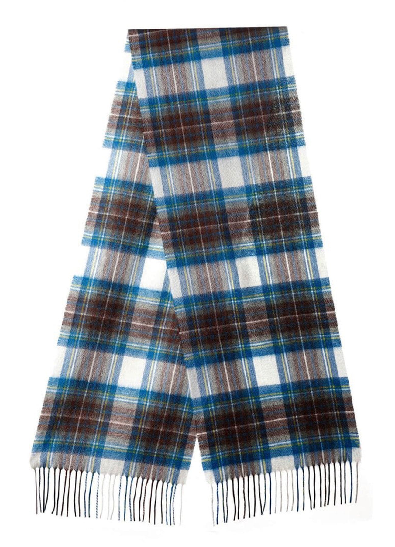 Lucchi Italy Scarf Stewart Muted Blue Tartan 100% Pure Lambswool