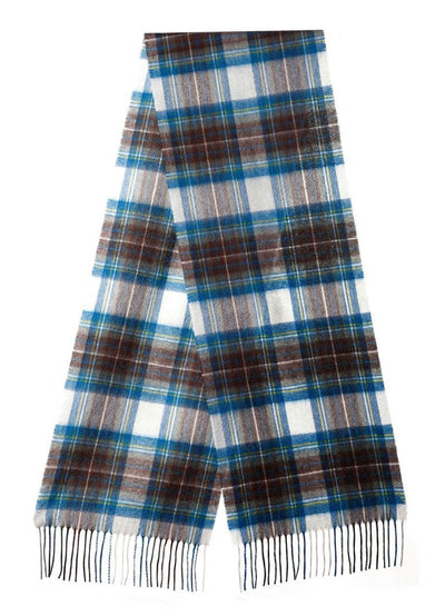 Lucchi Italy Scarf Stewart Muted Blue Tartan 100% Pure Lambswool