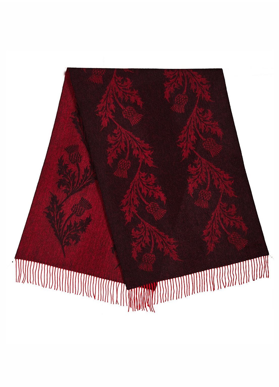 Lucchi Italy Double Thistle Red Stole 100% Pure Lambswool