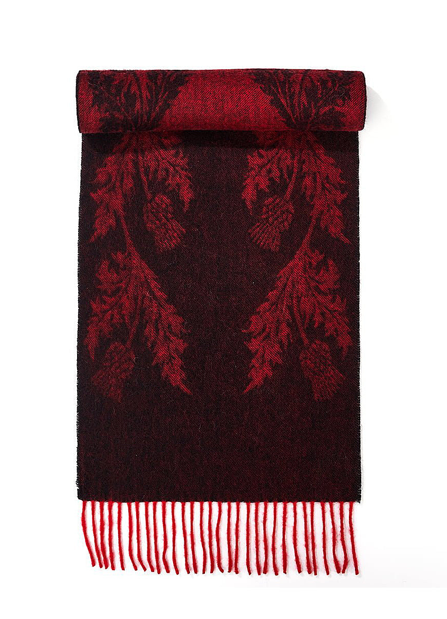 Lucchi Italy Double Thistle Red Stole 100% Pure Lambswool