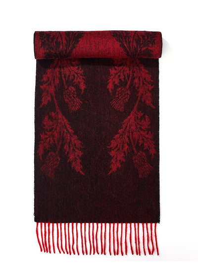 Lucchi Italy Double Thistle Red Stole 100% Pure Lambswool