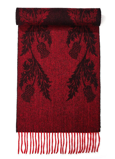 Lucchi Italy Double Thistle Red Stole 100% Pure Lambswool