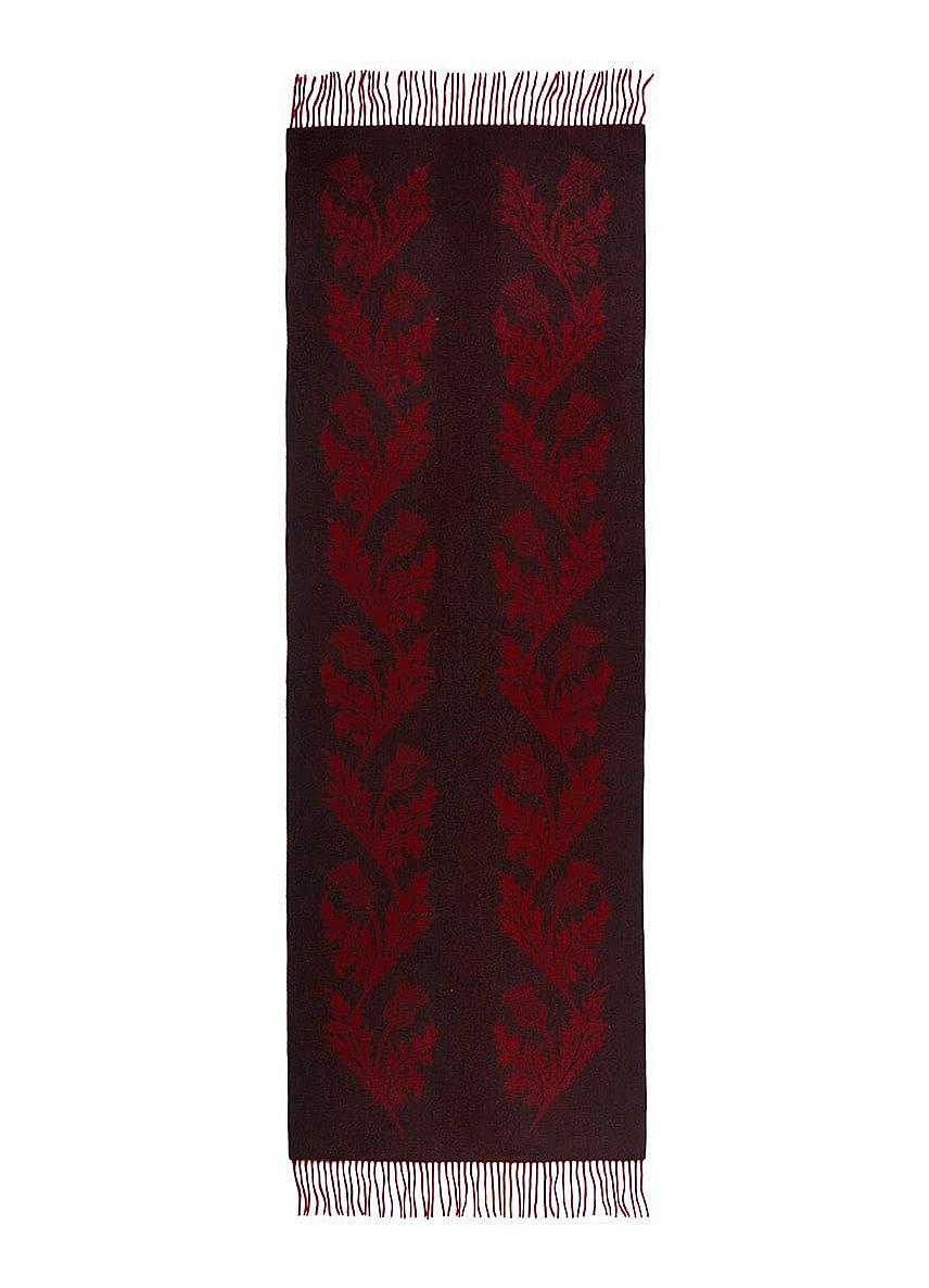 Lucchi Italy Double Thistle Red Stole 100% Pure Lambswool