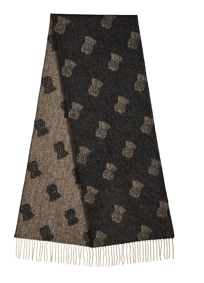 Lucchi Italy Thistle Small Charcoal Scarf 100% Pure Lambswool